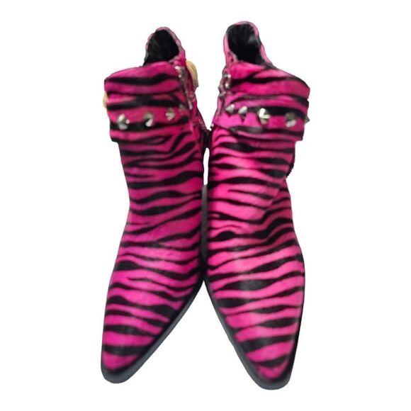 JESSICA SIMPSON "Zayrie" Genuine Calf Hair Pink Black Boots - Size 7 - Picture 2 of 8